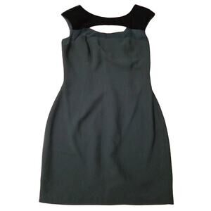 Andrea Polizzi For Rex Lester Black Dress with Velvet Trim Size 12 82620-0305